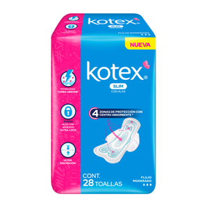 Toallas Kotex Slim Con Alas