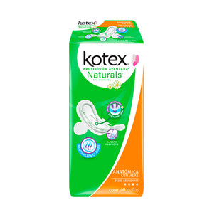 Toallas Kotex Naturals Anatómicas Con Alas