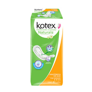 Toallas Kotex Naturals Anatómicas Sin Alas