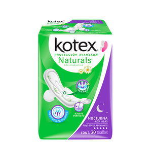 Toallas Kotex Naturals Nocturnas Con Alas