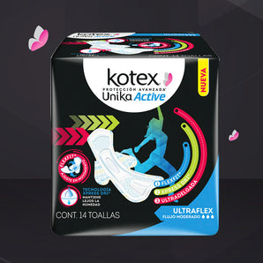 Toalla Kotex Unika Active Ultradelgada Con Alas